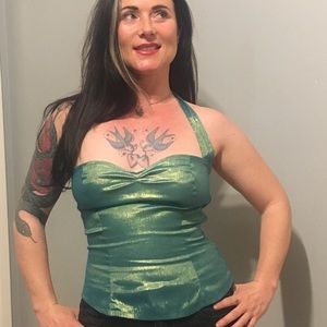 Halter top with sweetheart neckline